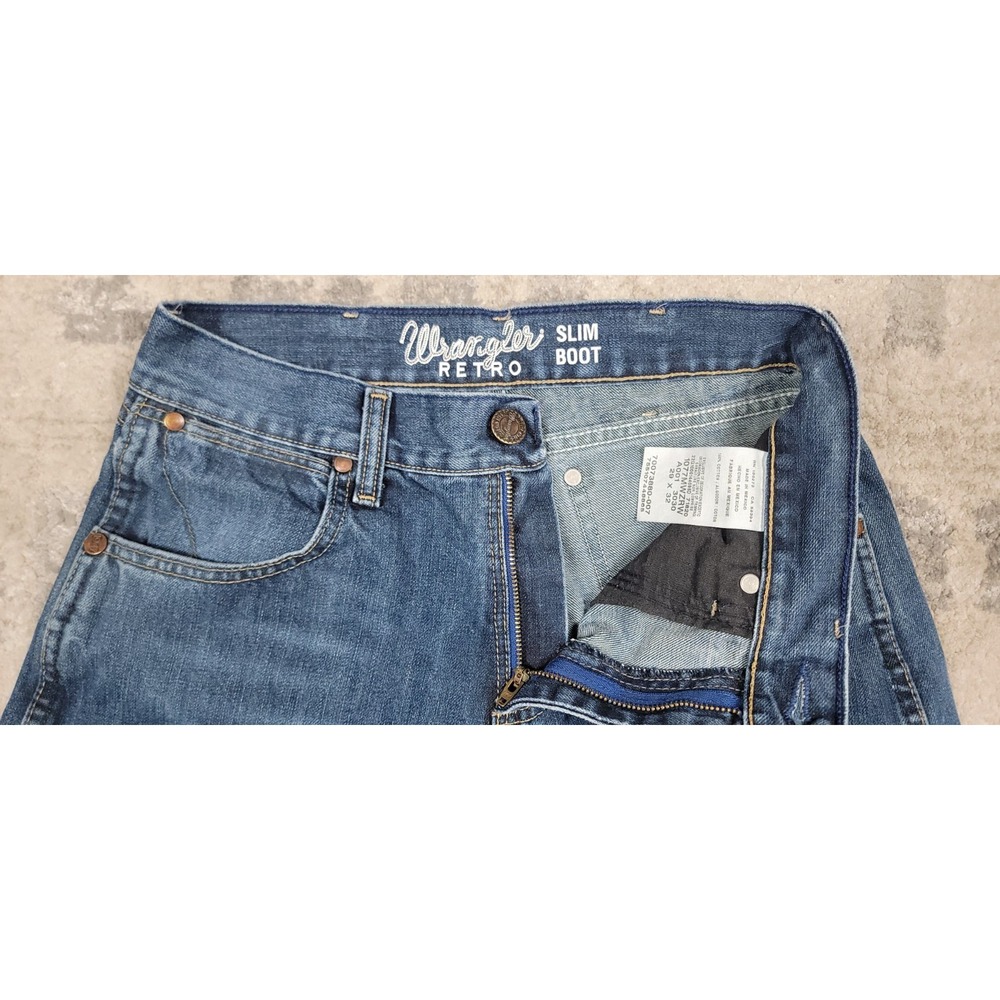 Wrangler Retro Slim Bootcut Men's Denim Jeans Blue Casual Workwear Size 29x32 - Picture 8 of 10